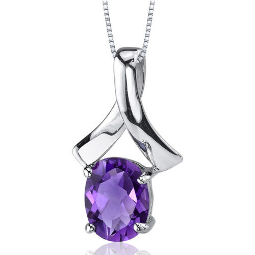 Smooth Radiance 1.50 Carats Oval Cut Sterling Silver Amethyst Pendant