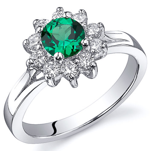 Sterling Silver Emerald Daisy Ring