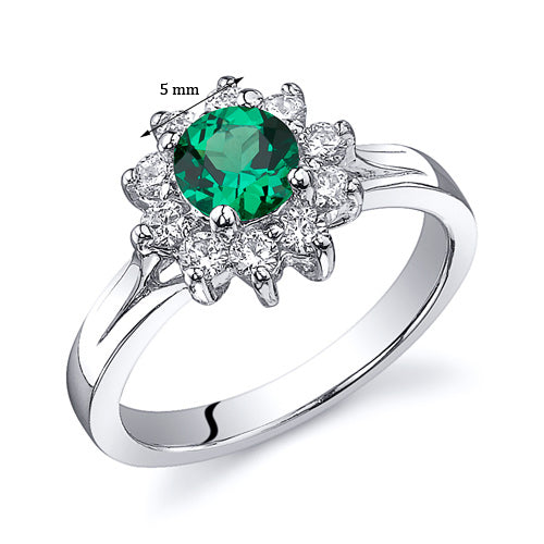 Sterling Silver Emerald Daisy Ring