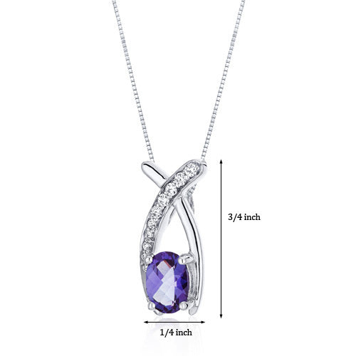 Sterling Silver Oval Shape Created Alexandrite Icthys Pendant