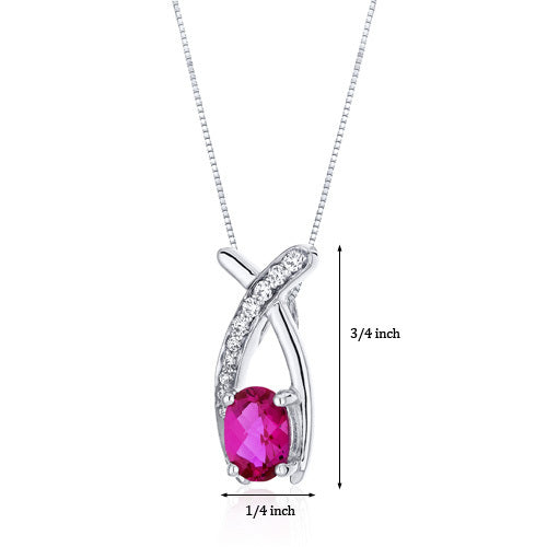 Sterling Silver Lucid Elegance 1.00 Carats Oval Cut Sterling Silver Ruby Pendant
