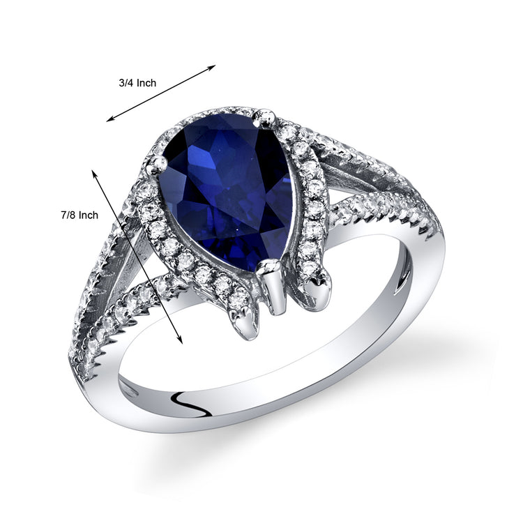 Sterling Silver Tear Drop Sapphire Ring