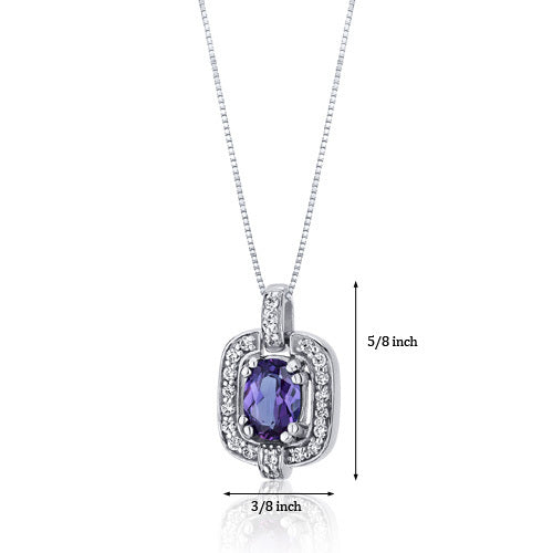 Sterling Silver Oval Shape Created Alexandrite Pendant