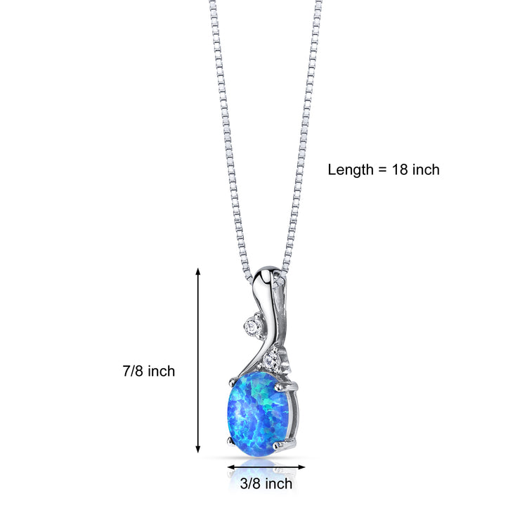 Sterling Silver Azure Blue Opal Posy Pendant
