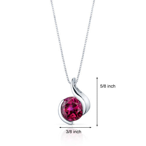Stunning Sophistication 2.75 Carats Round Shape Sterling Silver Ruby Pendant