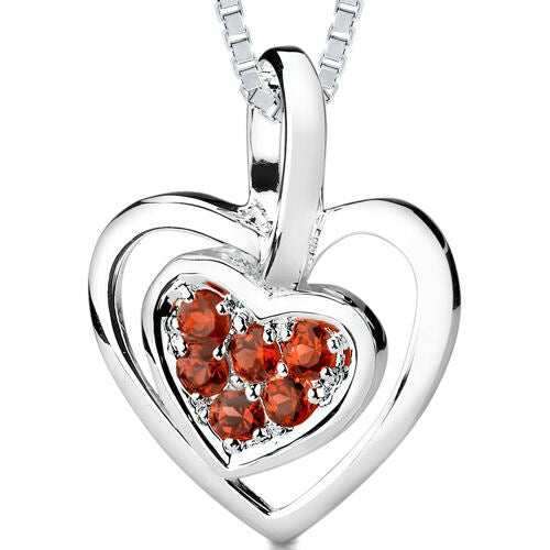 Sterling Garnet Heart Pendant