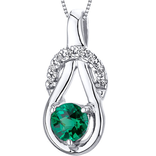 Sterling Silver Emerald Love Knot Pendant