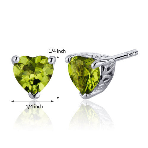 Sterling Silver Heart Shape Genuine Peridot Earrings