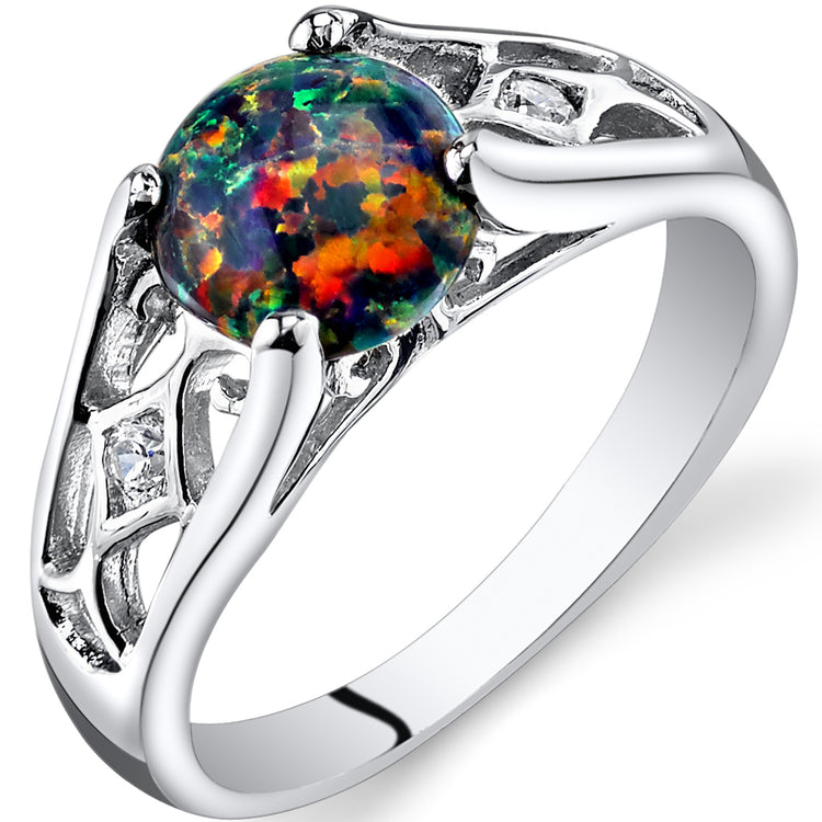 Sterling Silver Black Opal Venetian Ring