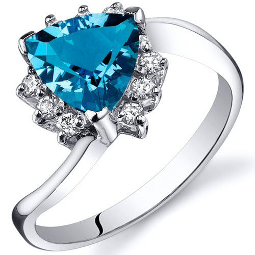 Sterling Silver Trillion Cut Genuine Swiss Blue Topaz Ring
