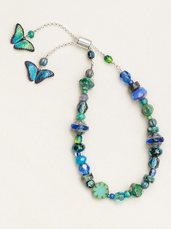 Holly Yashi Bella Butterfly Beaded Bracelet, Blue Radiance